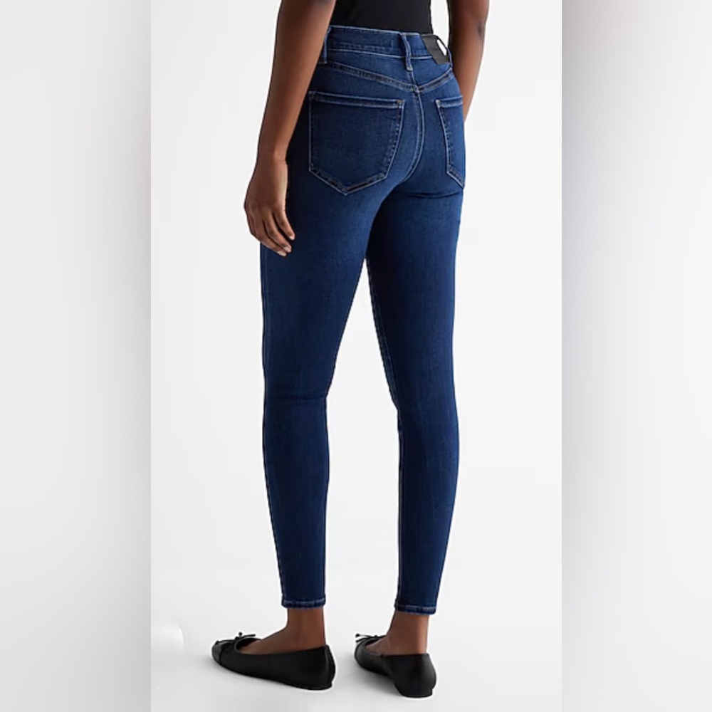 EXPRESS Mid Rise Dark Wash Skinny Jeans – Size 6 Regular - Picture 2 of 16